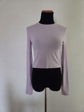 H&M Girls  Lilac Long-Sleeve Crewneck Cropped Top Size 16-18